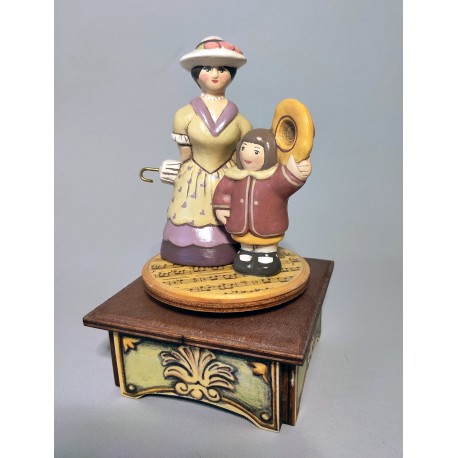  carillon BIMBA e mamma, in legno per bambino e neonato, per bambina e bimbi. Carillon battesimo o nascita. Da collezione