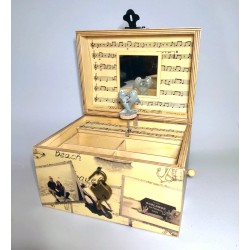 Carillon bauletto personalizzato con foto e delfini, carillon cofanetto da collezione, carillon personalizzato, carillon legno