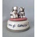 AMICIZIA - AMICHE CANE E GATTO, carillon da collezione