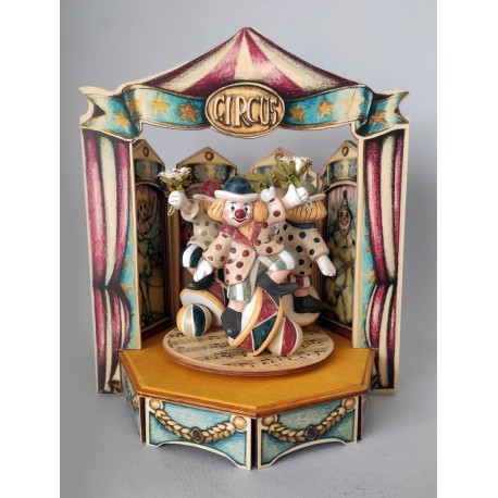  carillon giostra circo, pagliaccio clown, per bambini e adulti, regalo battesimo o nascita. Da collezione.