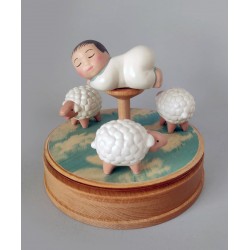 bimbo e PECORELLE, carillon bimbo neonato, per bambini neonati. Carillon battesimo e nascita in legno