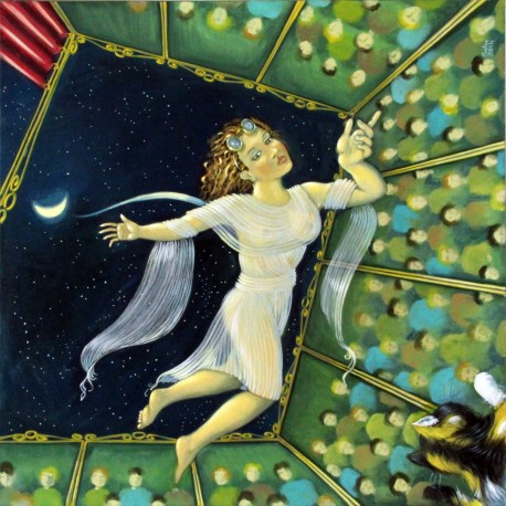 MICOL E LA LUNA, quadro dipinto nel 2014 da Sabatino Polce. E' un bellissimo Acrilico su tela, 60 x 60 CM 