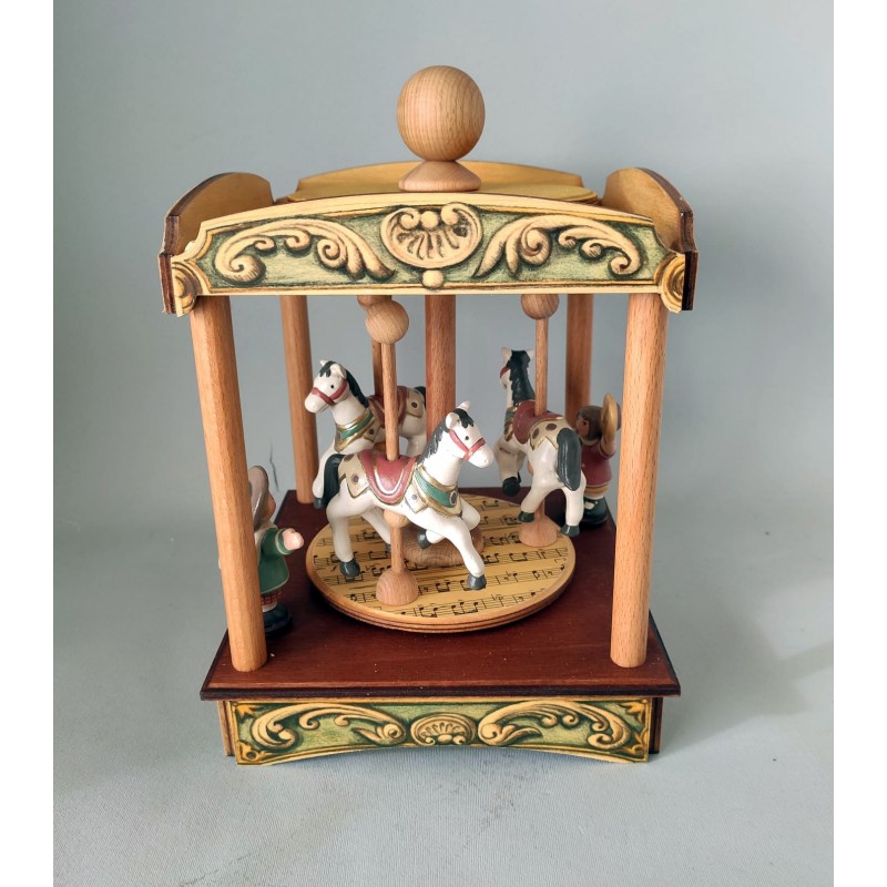 carillon GIOSTRA CAVALLI. carillon giostra per bambini e neonato in legno e  ceramica. Regalo battesimo.