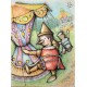PINOCCHIO in giostra, illustrazione ORIGINALE di Pinocchio in giostra. Disegno di Sabatino Polce. Pastelli a cera