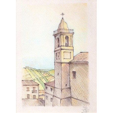 illustrazione di Colonnella, TERAMO. Paese nativo del pittore nelle colline abruzzesi. PASTELLI 