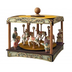  CARILLON GIOSTRA CAVALLI con bimbi, in legno per bambini. carillon battesimo o nascita. Da collezione per adulti o neonato