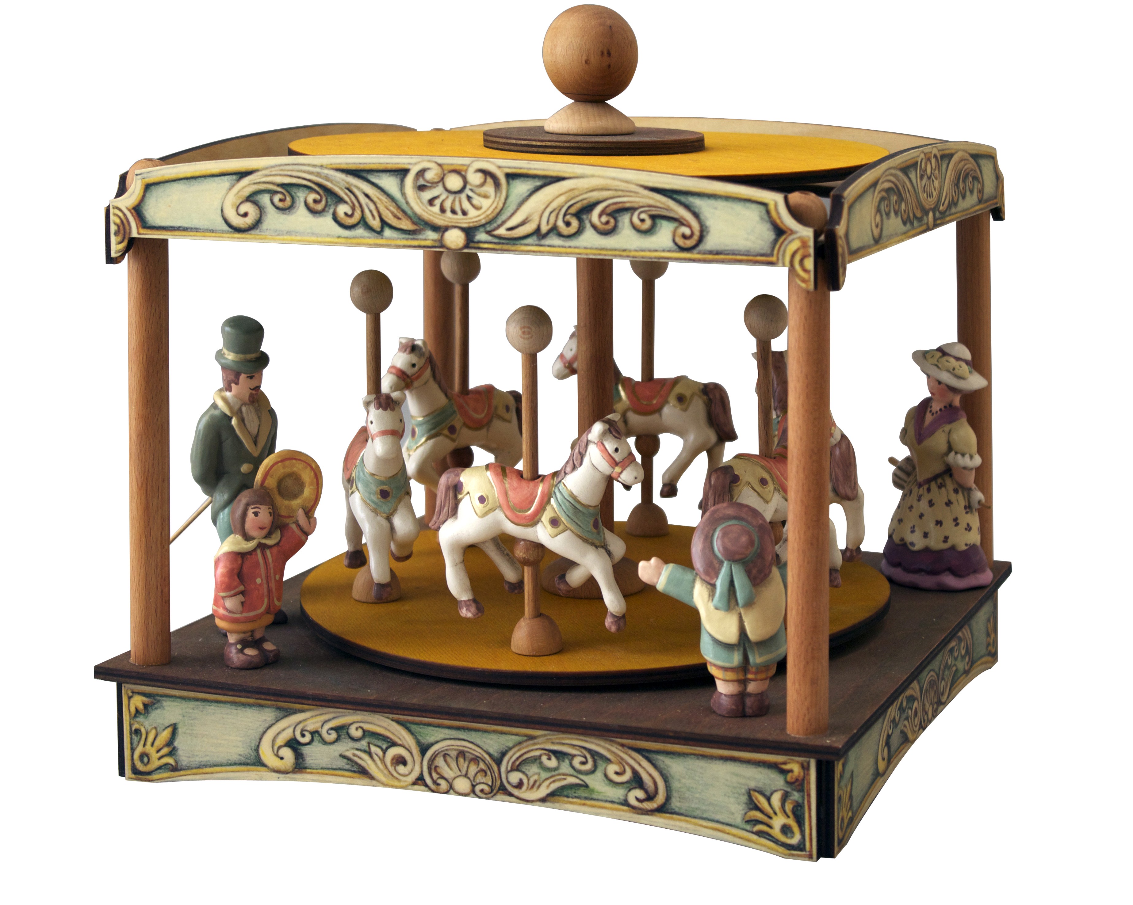 shizhongminghe-IT Carillon Musicale a giostra in Legno per Bambini Giocattoli Carini Compleanni Regalo Carillon Wind-Up Horse Fairground Rosa