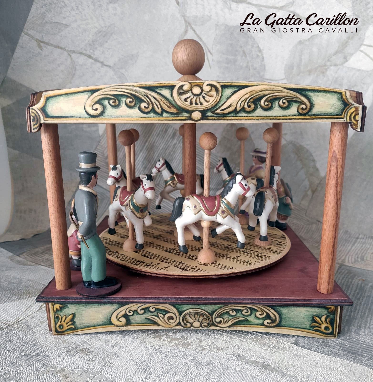 Carillon giostra cavalli (legno e ceramica) - Horses carousel