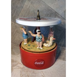 carillon giostra estate anni 50, vacanze al mare, carillon da collezione scatola coca cola, scatola latta coca cola.