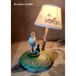 CARILLON LAMPADA CANE e ragazza, carillon da collezione personalizzato con cane e scritte, carillon caricatura cane