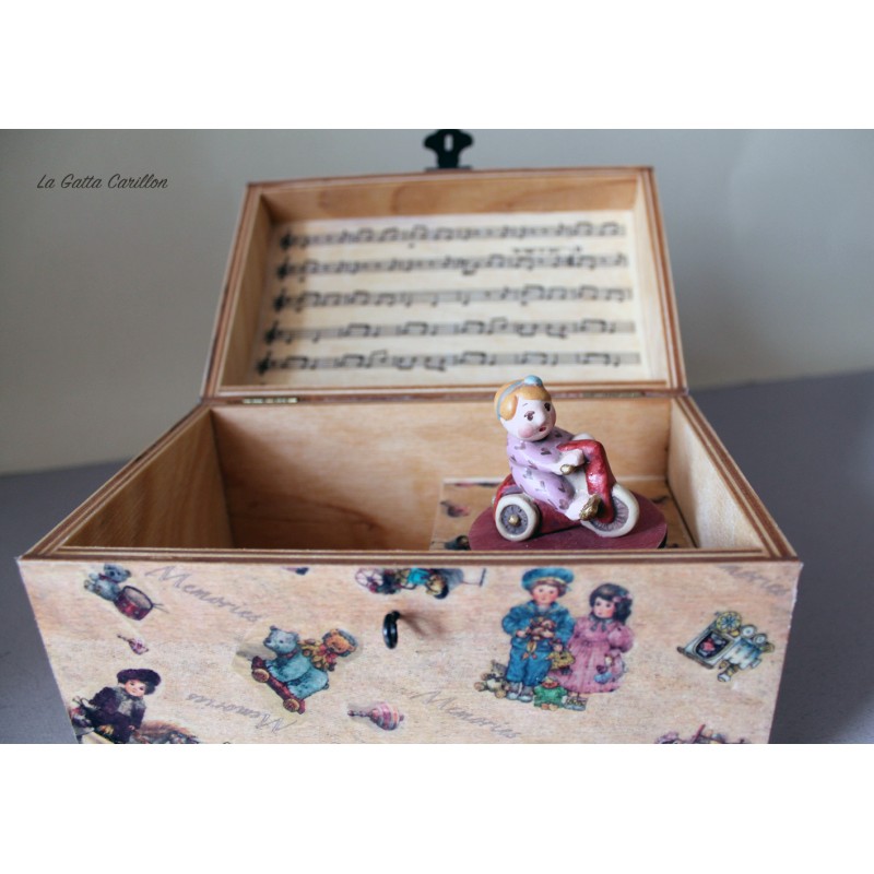 Carillon portagioie a bauletto con bambina sul triciclo per neonata bambina,  regalo per nascite battesimi compleanno