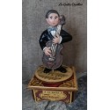 MUSICISTA CONTRABBASSO, carillon da collezione in legno