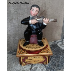 MUSICISTA VIOLINO, carillon da collezione in legno
