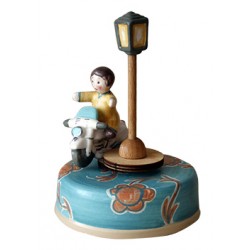 BIMBO E MOTO, carillon da collezione bambino neonato, per bimba o bimbo. Battesimo bambini e bambina. Regalo Nascita