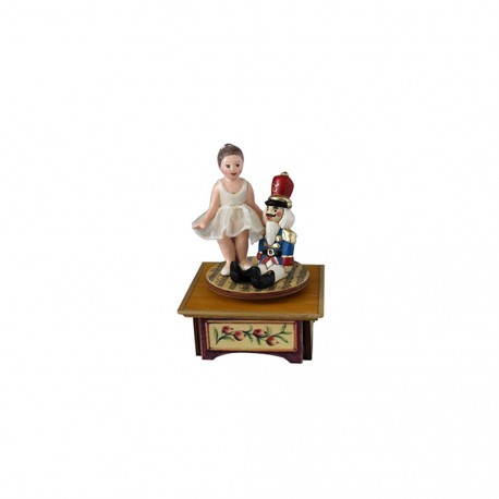 carillon ballerina da collezione in legno. bimba e schiaccianoci per bambina