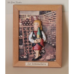  quadro caricatura da collezione somelier donna, cameriera o barista, idea regalo da collezione, regalo per inaugurazione