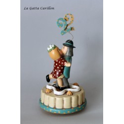 carillon innamorati, regalo per anniversario personalizzabile con torta