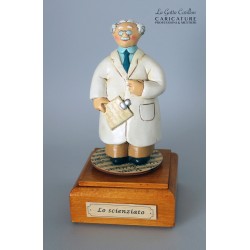 caricatura carillon da collezione PROFESSORE RICERCATORE SCIENZIATO, regalo professionisti, dottore, laurea o pensione