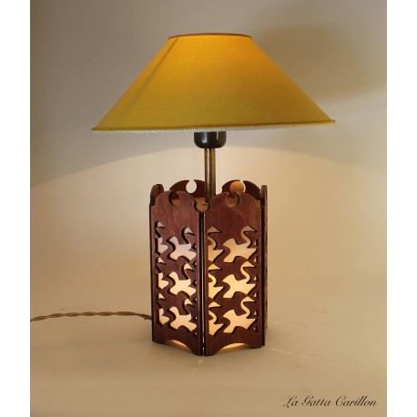 lampada carillon cielo, Esher e i cigni. in legno da collezione artigianale