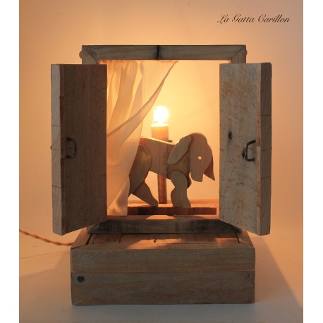 CANE carillon lampada da collezione, in legno riciclato. regalo anniversario, inaugurazione, laurea bambino o neonato