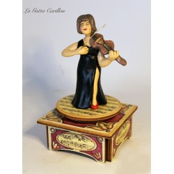 carillon legno da collezione VIOLINO,VIOLINISTA DONNA. Carillon artigianale personalizzato made in Italy