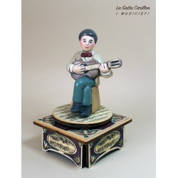 carillon legno da collezione chitarra, chitarrista. Carillon artigianale personalizzato made in Italy 