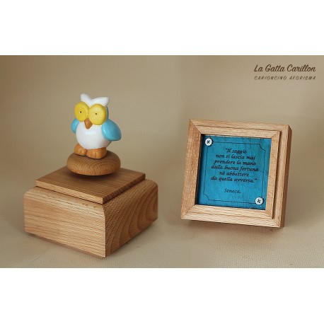  carillon da collezione GUFO e aforisma. Carillon bambino neonato, bimbo o bimba personalizzato. Carillon battesimo 