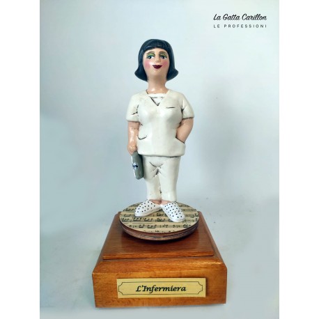 caricatura infermiera carillon da collezione infermiera, regalo laurea o pensione professionisti, infermiera, laurea