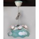 lampadario sospensione in ceramica con pecorelle, cielo e nuvolette decorato fuori e dentro 