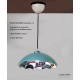 lampadario sospensione in ceramica con mongolfiere dipinte nella parte interna.