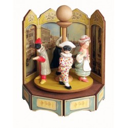 carillon da collezione commedia maschere teatro. in legno e ceramica, Balanzone, Pantalone, Colombina e Arlecchino. MASCHERE GIO
