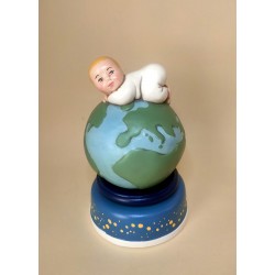 carillon bimbo sul mondo per bambini e neonati. Regalo per battesimo e nascite, artigianale per bambino 