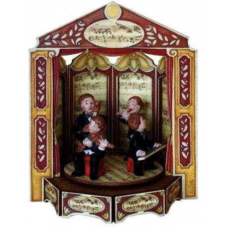 carillon da collezione, giostra legno, MUSICISTI IN TEATRO. Carillon artigianale personalizzato made in Italy