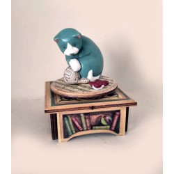 gatto e uccellino, carillon in legno da collezione per bambino e neonato. Carillon bimba o bimbo. Regalo bambini personalizzato